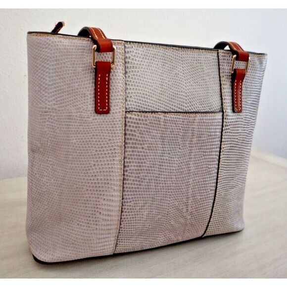 Dooney & Bourke Women's Gray Leather Embossed Lizard Lexington Tote Bag - Picture 2 of 15